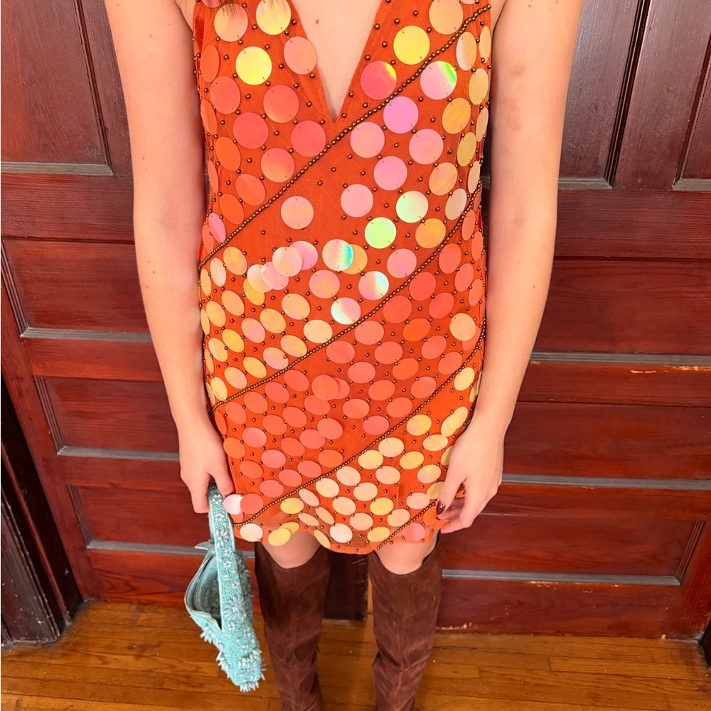 Orange Sequin Dress